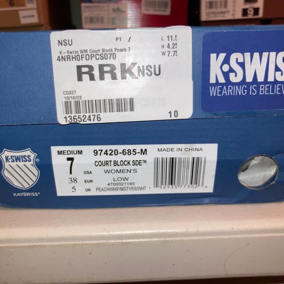K-SWISS WOMEN COURT BLOCK PEACH SUEDE - SIZE 7 Med - NWT - Picture 14 of 16